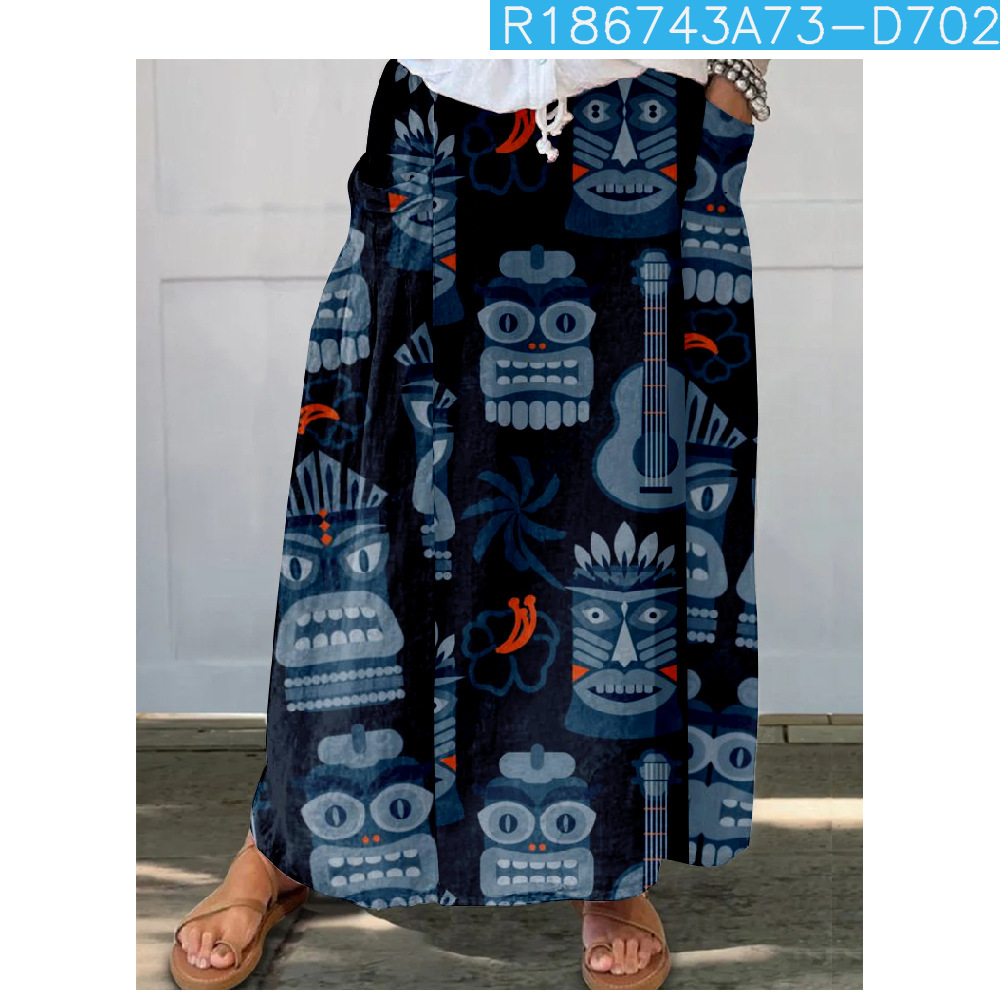 New Floral Pattern 3D Printed Skirt With Pockets