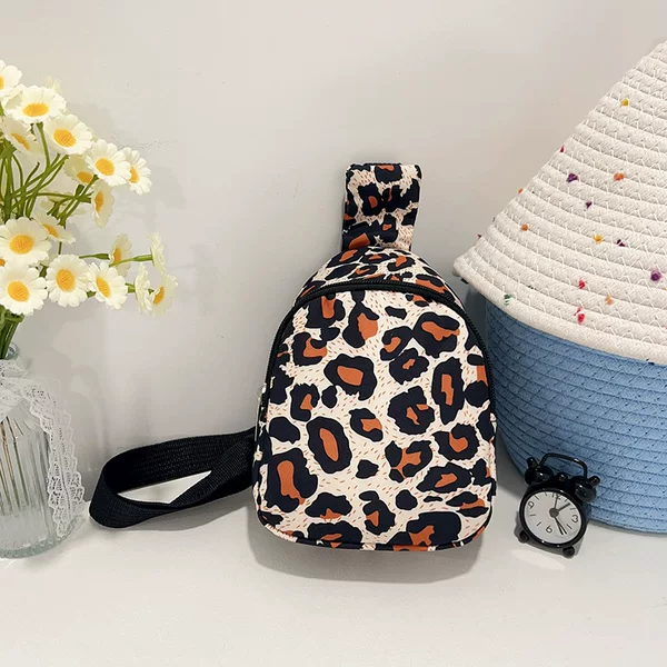 New Children's Bag, Cute Girl's Crossbody Bag, Fashionable Leopard Print Casual Lightweight Shoulder Bag, Baby Girl's Chest Bag