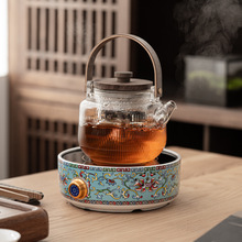 厂家批发电陶炉茶炉茶具围炉煮茶珐琅彩电热炉玻璃煮茶器套装家用