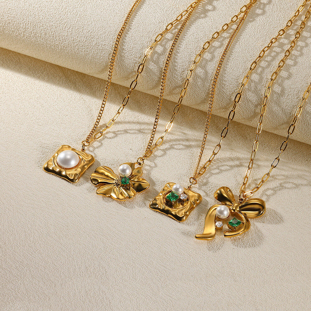 Carré Star Fleur Style IG Acrylique Perle Zircon Acier Inoxydable 304 Pendentif Incruster Fermeture À Boucle De Type Homard display picture 4