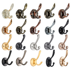 2F Hook with Perforated Fixing, Single European-Style Clothes Hanger for Entryway, Hallway Walls, Shoe Cabinets, Wardrobes, and Light Luxury Coats/Caps