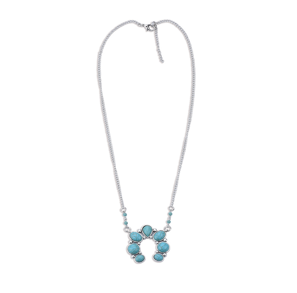 Casual Flower Alloy Plating Inlay Turquoise Women's Pendant Necklace display picture 2