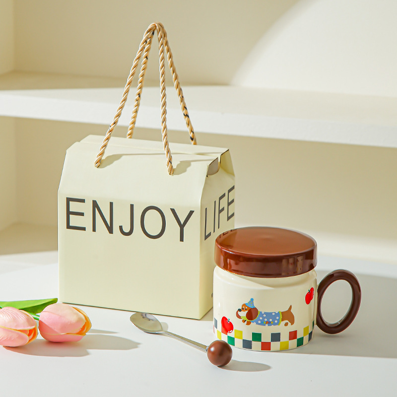 Taza de perro salchicha para chicas lindas tazas de agua caseras nuevas tazas de café de desayuno tazas de cerámica de café pareja
