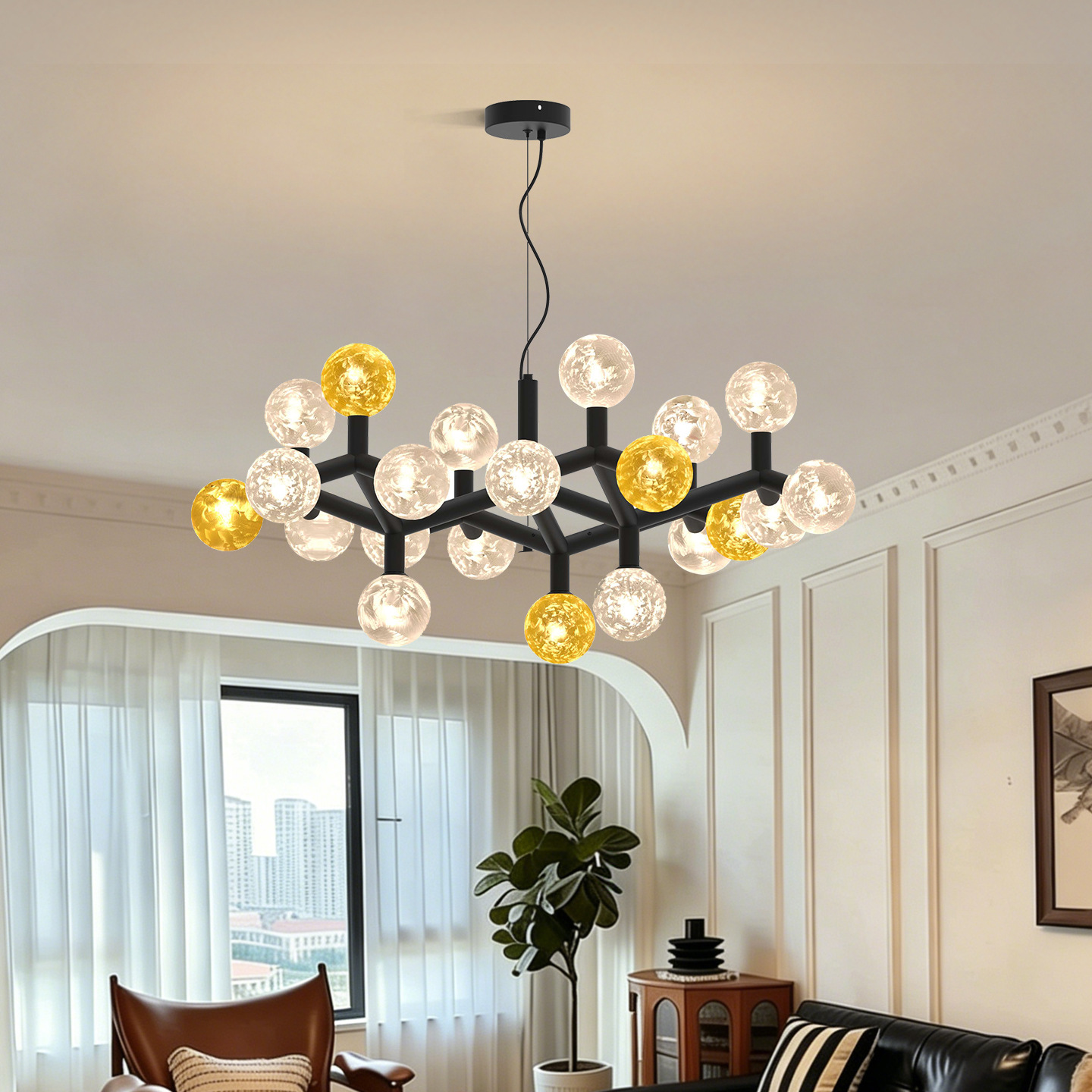 Lámpara de la sala de estar moderna simple italiana nuevo estilo de vestíbulo lujoso alto diseño de comedor Zhongshan lámpara L001
