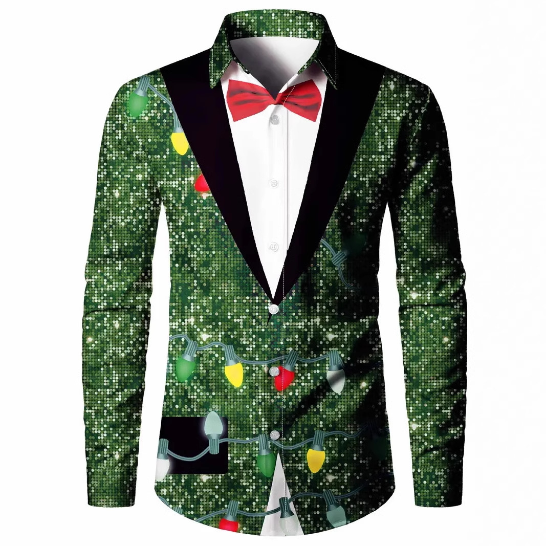 2024 nuevas camisas estampadas digitales falsas de dos piezas para hombres calientes de la moda de Amazon transfronteriza Amazon MB12