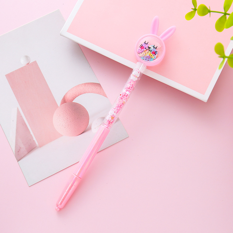 Bolígrafo de góner de arenas movedizas de conejo, herramienta de escritura para estudiantes de dibujos animados, bolígrafo de agua, bolígrafo de firma de oficina de alto valor al por mayor