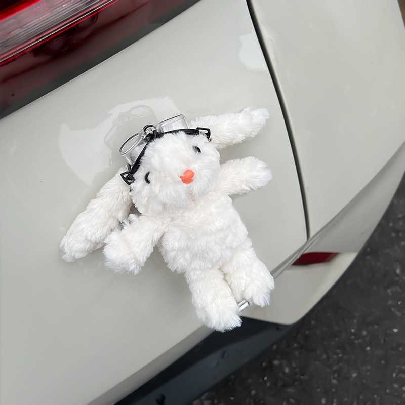 Coches de brazo decoración orejas de conejo muñeca de peluche en la consola central espejo retrovisor limpiaparabrisas maletero adornos mujeres