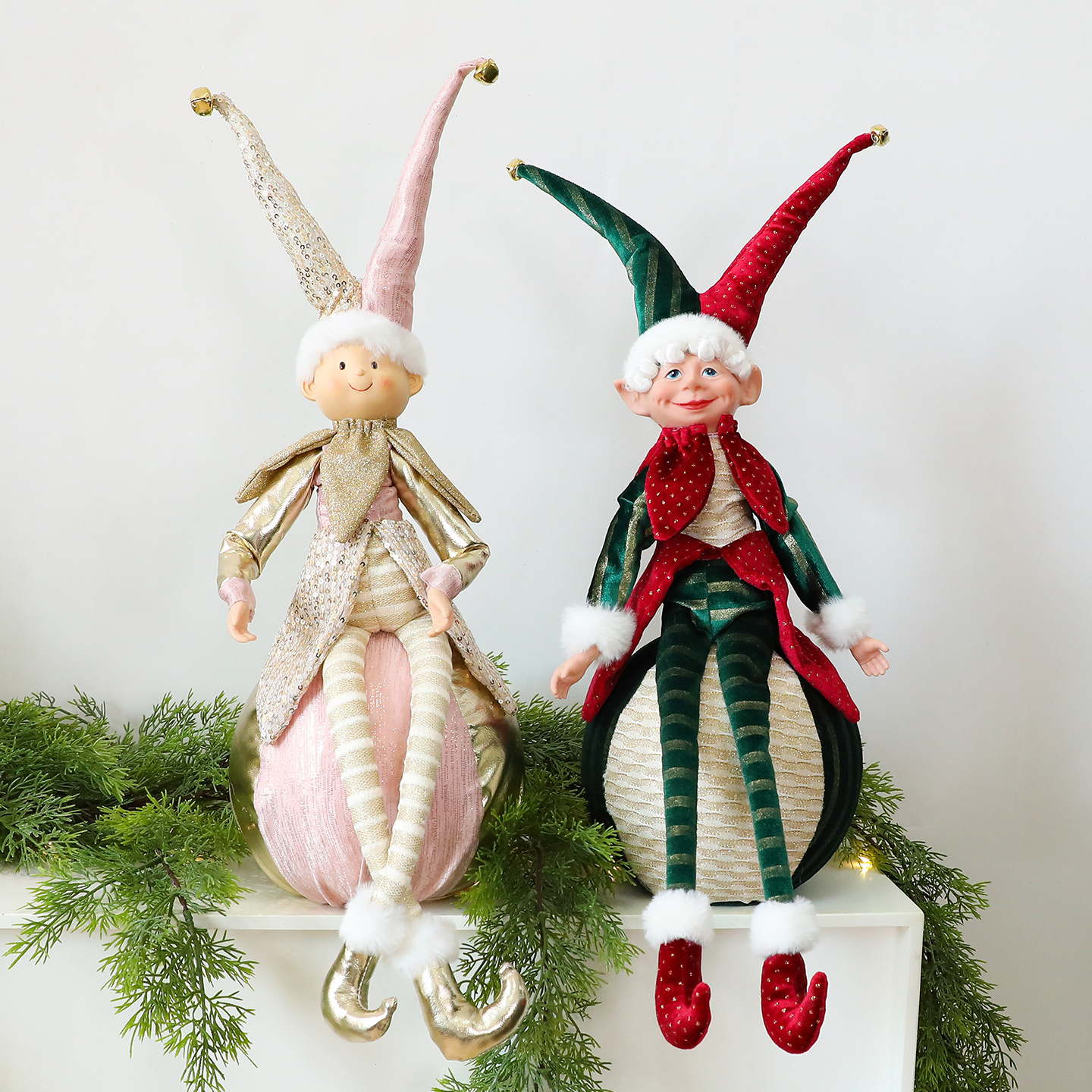 Shengyuan nuevo producto de Navidad rojo y verde bola de Navidad muñeca elf decoración decoración de árbol de Navidad decoración de ventanas de hotel