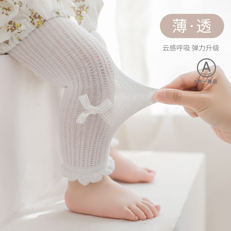 2023 verano nuevas niñas polainas de malla ultrafina Bebé Pantalones cortos arco princesa blanco danza Pantalones