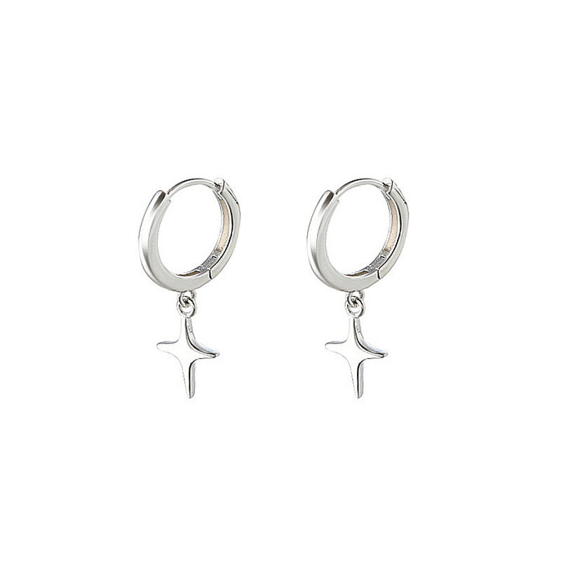 Mini orecchini a clip a stella croce per donna e uomo stile stud_voghion.com