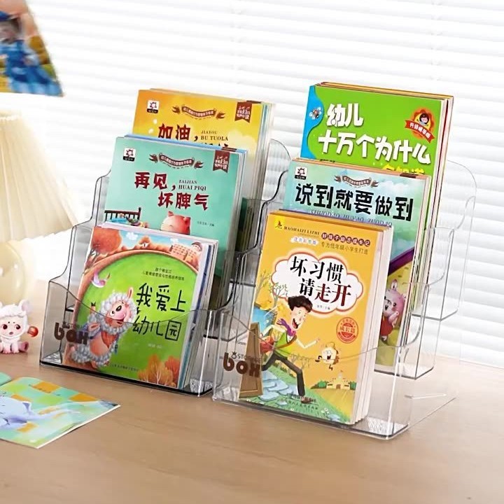 子供の読書本棚デスクトップ読書収納はしごボックス透明学生デスクデスクトップ収納本収納ラック|undefined