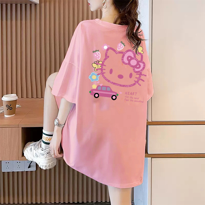 Pure CoTTon Summer hello kiTTy CaT ShorT-sleeved T-shirT Girl New Korean STyle STudenT Slimming Look Age-reducing CuTe Top Pure CoTTon Summer hello kiTTy CaT ShorT-sleeved T-shirT Girl New Korean STyle STudenT Slimming Look Age-reducing CuTe Top