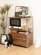 蒸烤箱餐边柜不锈钢置物架柜厨房51落地机柜微波炉加深咖啡杂志柜