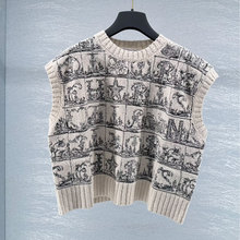 明星同款 重工五角星刺绣圆领无袖针织马甲背心女早秋季叠穿毛衣