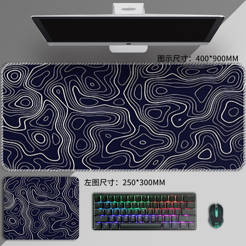 Simple blanco y negro alfombrilla de ratón línea terreno geográfico de gran tamaño teclado pad internet café Oficina aprendizaje e-sports escritorio pad