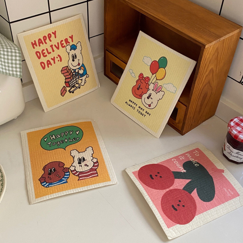 German Imported Dishwashing Cloth Cartoon Cute Rag Dish Towel Kitchen Supplies Decontamination Efficient Cleaning Scouring Pad Factory German Imported Dishwashing Cloth Cartoon Cute Rag Dish Towel Kitchen Supplies Decontamination Efficient Cleaning Scouring Pad Factory