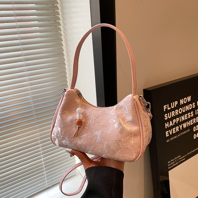 ポータブル新中国風餃子バッグ女性のための 2025 夏の新しいファッション刺繍ショルダーバッグテクスチャクロスボディバッグ女性のための|undefined