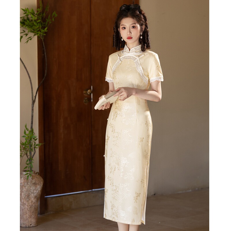 New Chinoiserie High-End Girl's Cheongsam Young Style Beijiasi Retro Elegant National Style Cheongsam Improved Dress New Chinoiserie High-End Girl's Cheongsam Young Style Beijiasi Retro Elegant National Style Cheongsam Improved Dress