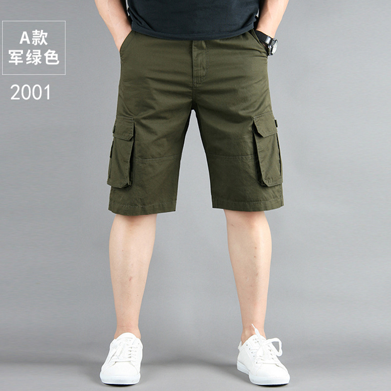 Verano nuevo multi-Bolsillo pantalones cortos de ropa de trabajo casual de los hombres sueltos pantalones cortos de algodón de los hombres quinto pantalones de moda
