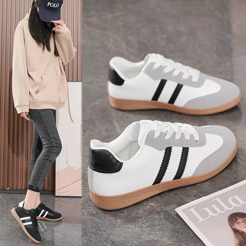 德训鞋女2025夏季新款透气小白鞋女韩版百搭平底运动休闲板鞋单鞋