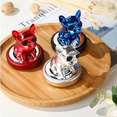 Creative Car Perfume Shaking Head Sunglasses Dog Car Aromatherapy Ornaments Car Interior Decorations Bulldog Ornaments Dolls