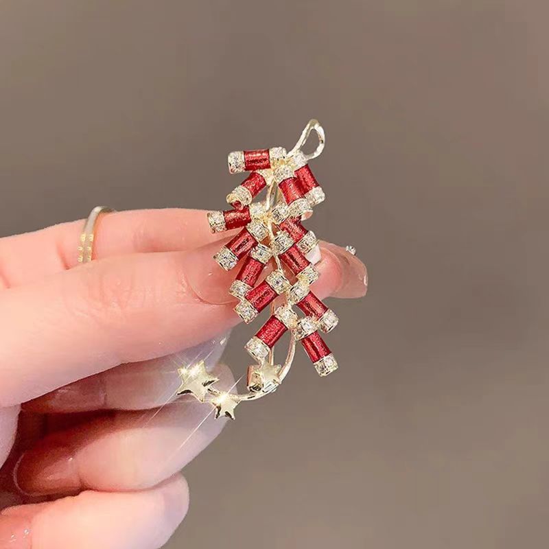 Broche pétard rouge chinois haut de gamme pour les fêtes 2025, accessoire unisexe pour pull, cadeau_voghion.com