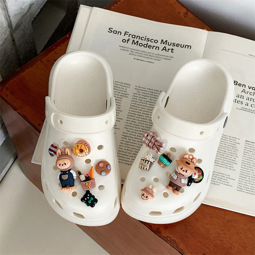 Labubu shoe flower hole shoe accessories DIY cartoon bubble Mart series LABUBU compatible cross shoe clips