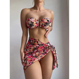 葫芦岛分体泳装2025款泳衣欧美外贸纯色性感分体比基尼女bikini亚