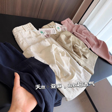 广州十三行夏季新款亚麻百搭清凉透气直筒休闲裤品牌女装批发货源