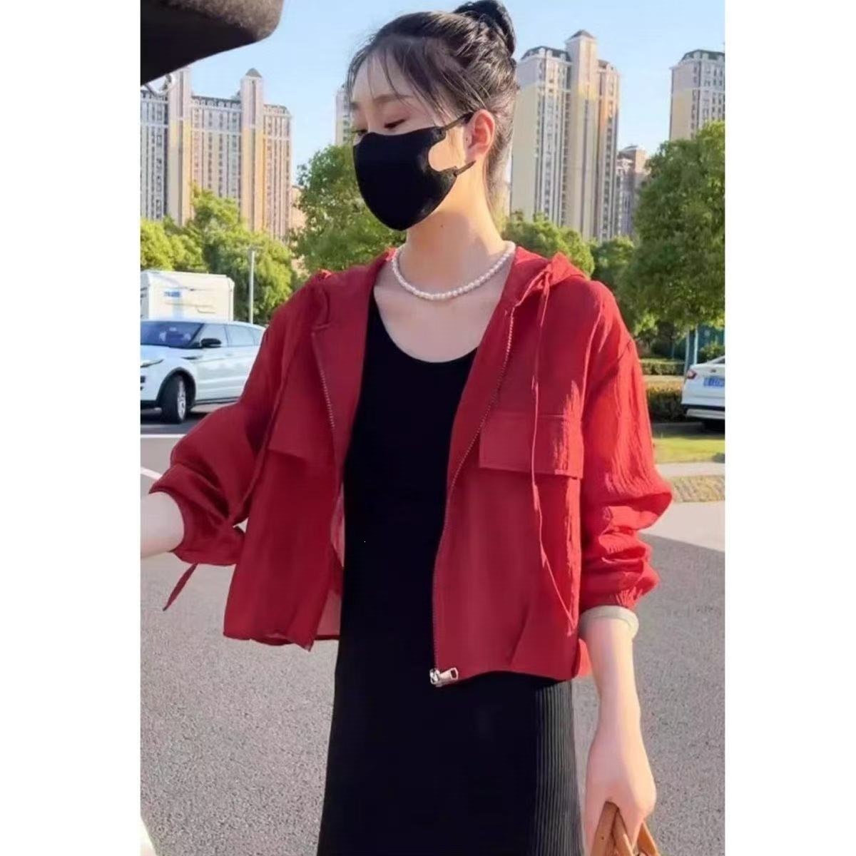 时髦洋气感小个子外套女款新款夏轻薄百搭休闲运动防晒衣绵羊毛