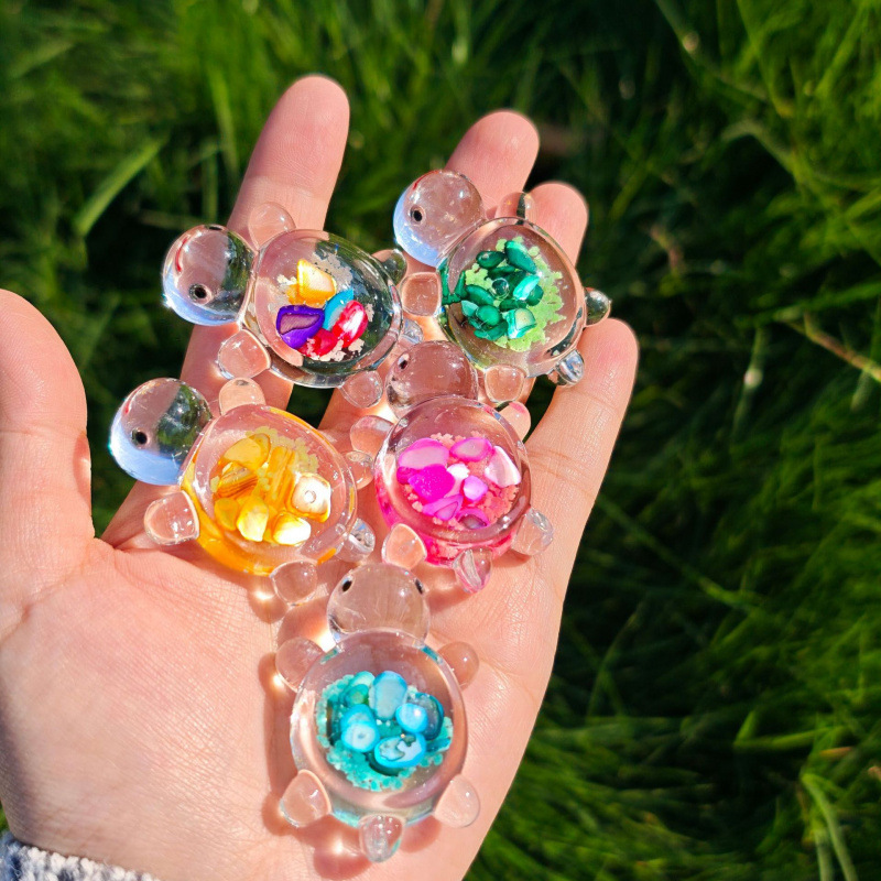 Super Bright Luminous Colorful Shell Turtle Transparent Acrylic Ornaments Kidsren's Small Toys Trendy Blind Bag Blind Box Game
