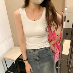 Manufacturer wholesale modal long sleeveless top for women, slimming and invisible innerwear, summer outerwear, small halter top for women, trendy and Instagram-inspired.