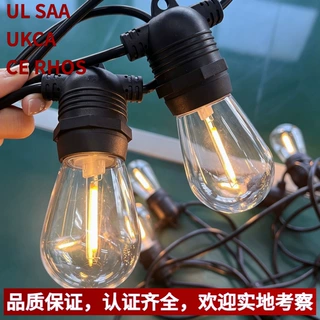 户外庭院跑马灯串庭院民宿帐篷氛围灯S14灯泡灯串string lights