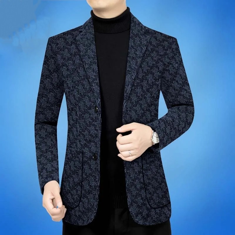1 Moda Erkek Takım Elbise Sonbahar Kış Yeni Rahat Yün Kalınlaştırılmış Baba Ceket Orta Yaşlı Erkekler İçin_voghion.com