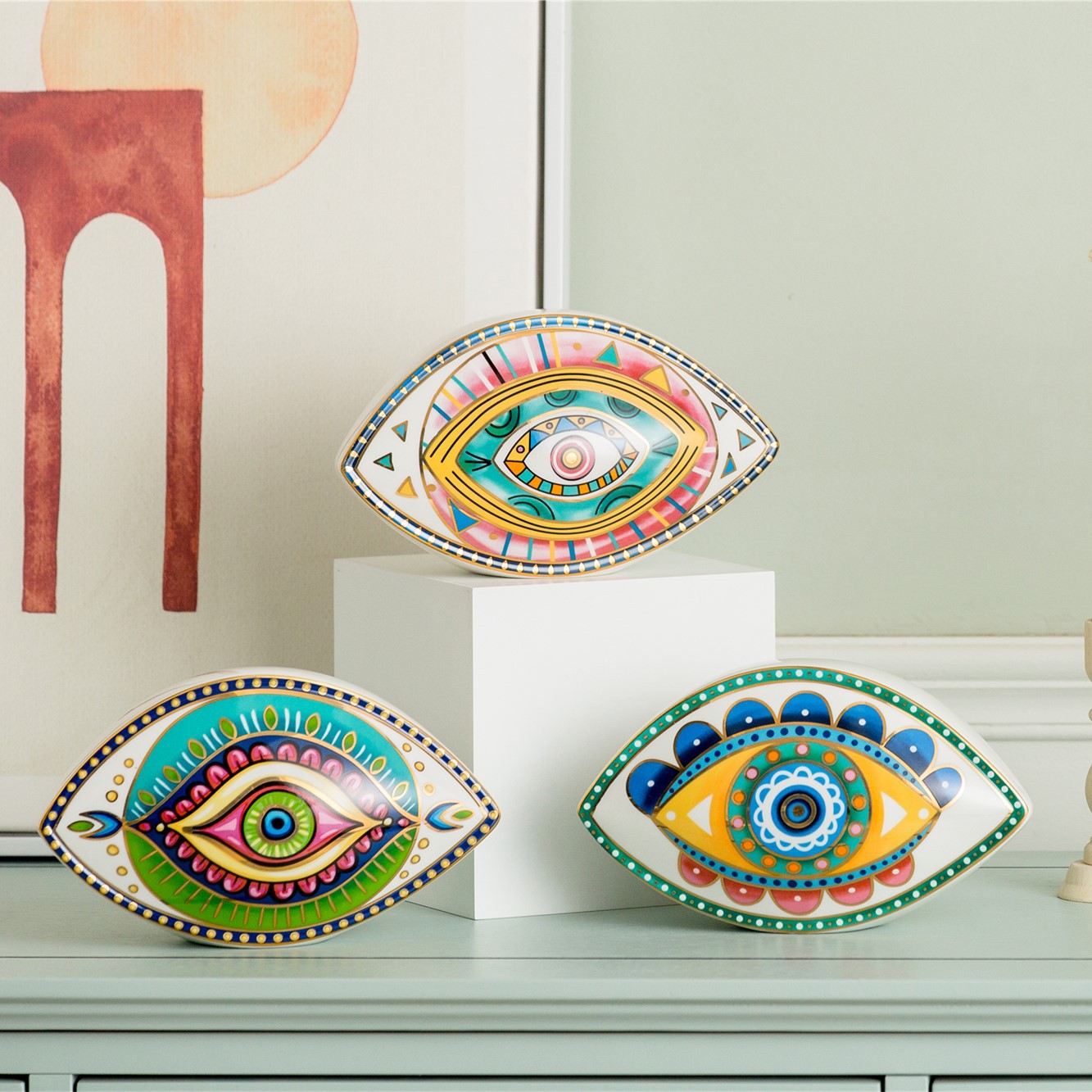 1155g Weight Ornaments Home Textiles & Decor Type Ornaments Classification 1 Piece Quantity Daily Occasion ceramics Material Eye Pattern Casual Style Casual Eye Ceramics Ornaments Artificial Decorations 13