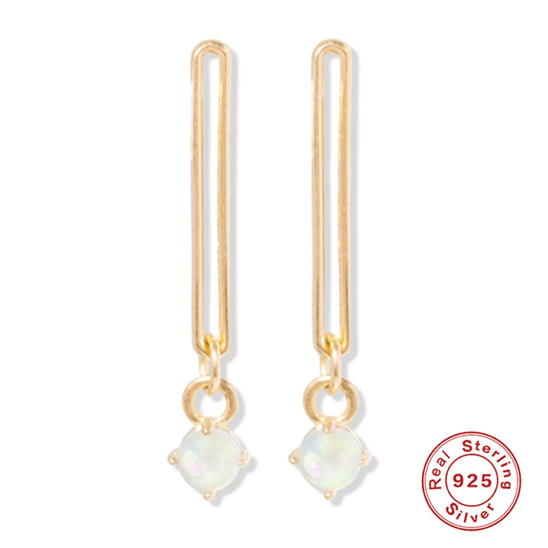 S925 Sterling Silver Luxurious Opal Hollow Sense of design have more cash than can be accounted for tassels chain Earrings Ear line senior Earrings