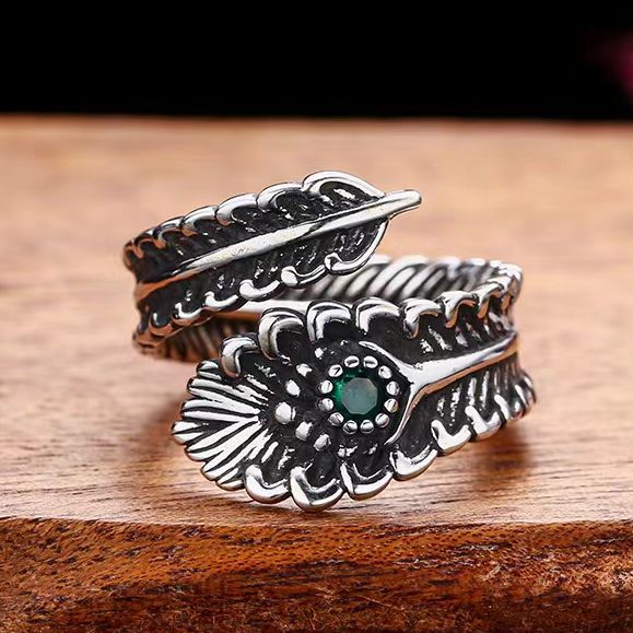 Vintage thailändska silverringar med zirkon för herr och dam_voghion.com
