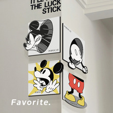 创意米奇装饰画组合客厅转角双面挂画艺术玄关背景墙楼梯拐角壁画