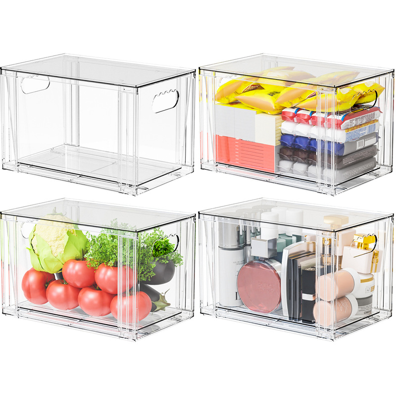 Cross-border Amazon Transparent Desktop Cosmetic Storage Box Drawer Refrigerator Stackable Multifunctional Finishing Box