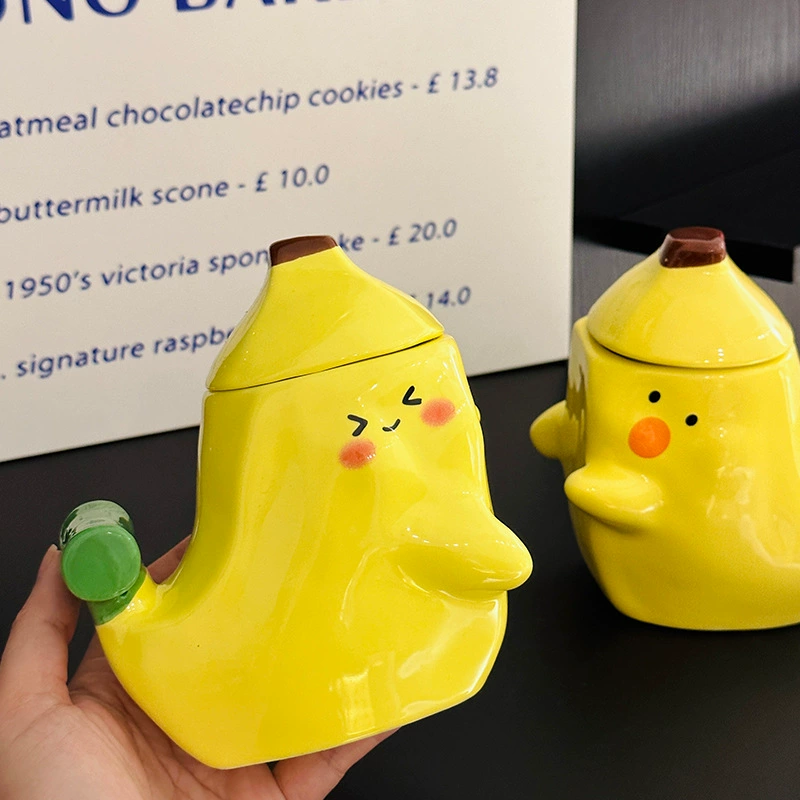 Керамическая кружка Jiaojiao с крышкой, прозрачная, милый забавный стакан, стиль Ins, подарок ко Дню святого Валентина, рекомендовано Xiaohongshu