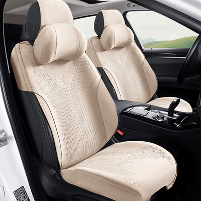 Seat Covers for Five-Seater Cars, Seat cushion, seat cover - suede-front-main-seat-beige