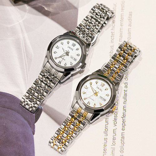 Time and Space Corridor New Luminous Fashion Quartz Watch Roman Temperament Rhinestone Small Disc Calendar Ladies Steel Band Watch