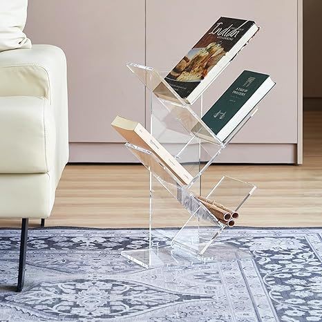 网红阅读亚克力收纳架子书架儿童简易小型书柜图书馆家用靠墙落地