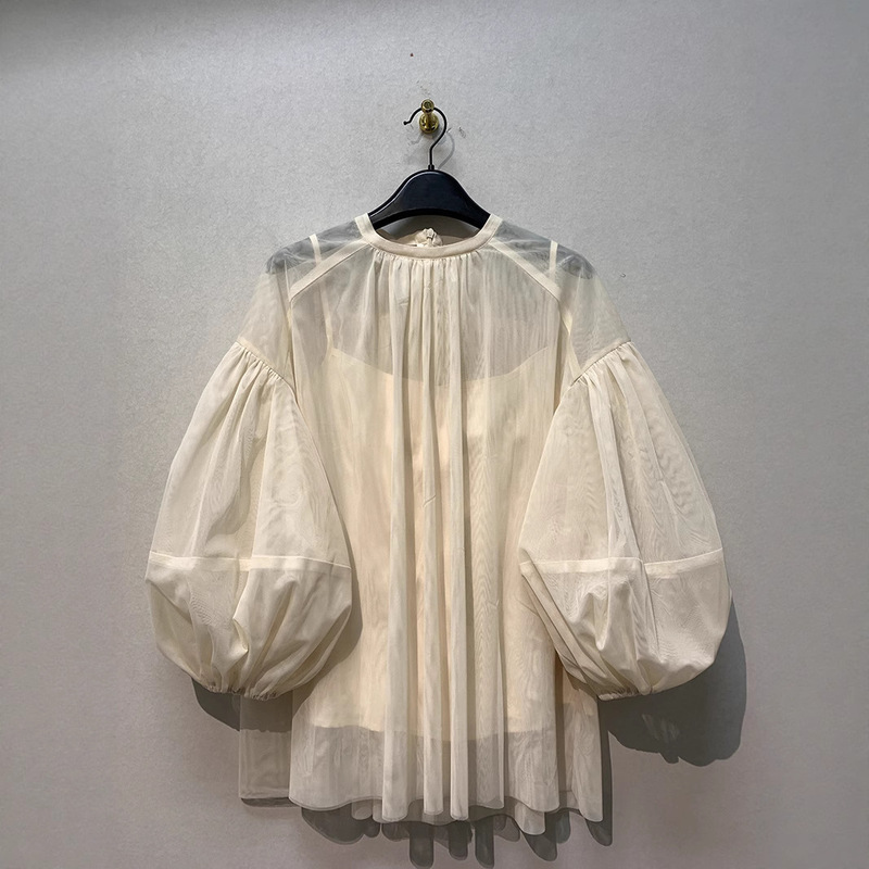 Dry Crane Summer New Japanese Romantic Hazy Vacation Sense Mesh Lightweight Shirt Loose Slimming Comfortable Top