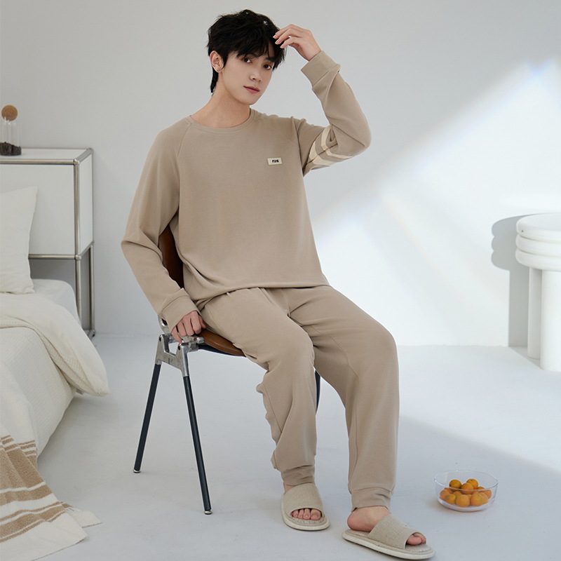 7A clase pijama de algodón de doble cara para hombres primavera, otoño y verano 2025 nueva manga larga 100% algodón engordado ropa para el hogar de tamaño grande