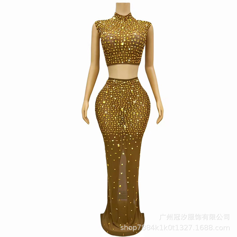 in stock costume bride 2023 diamond long ball bride dress mother long dress party dress