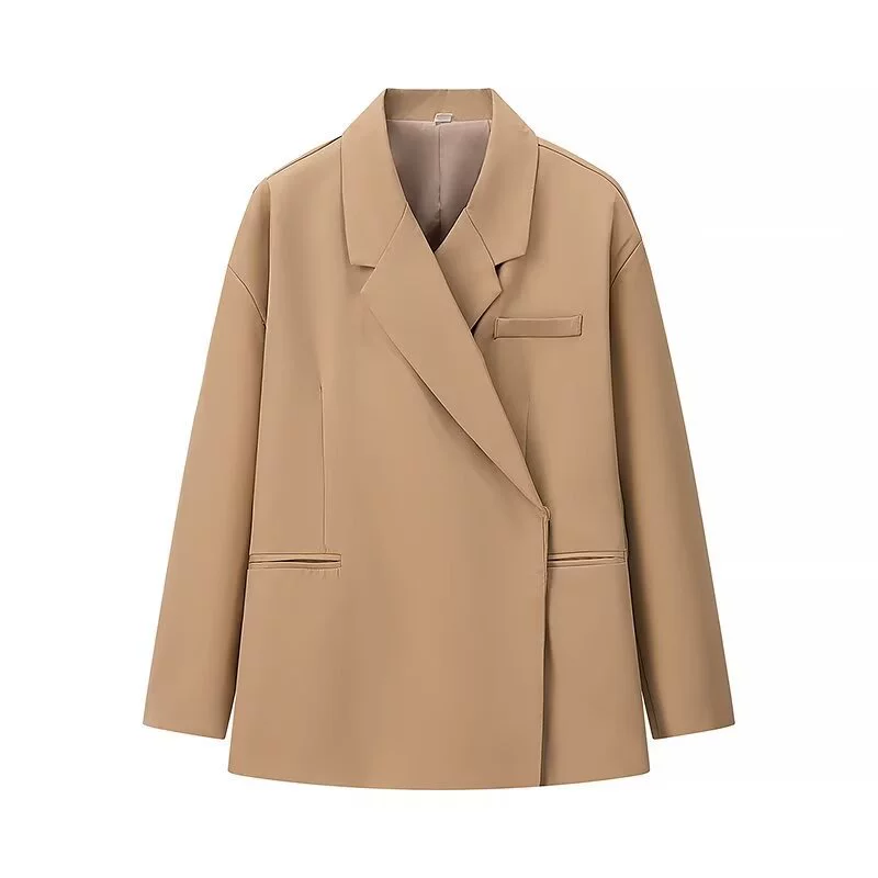Loose-Fit Women's Blazer, Classic European City Western Style Jacket, S–L, Black/Gray/Khaki