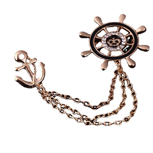 Z97 Korean Version Brooch, Versatile Chain Anchor Collar Pin, Creative Style Collar Clip, Western Suit Accessory Wholesale