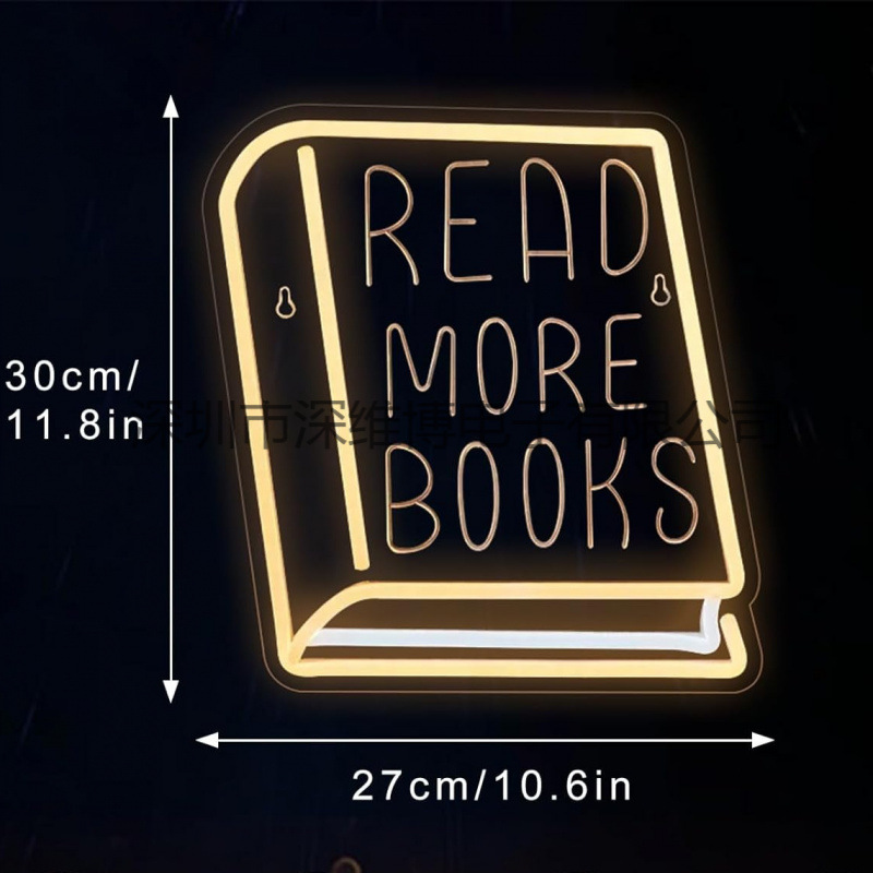 跨境led雕刻霓虹灯Read more books发光字幽灵阅读房间装饰氛围灯