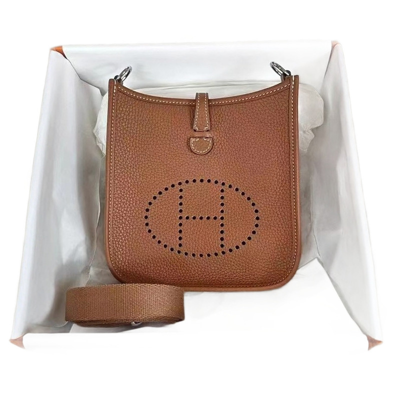 Evelyn Tc Pattern First-Layer Cowhide High-End Versatile Genuine Leather Small Bag Mobile Phone Bag Shoulder Bag Crossbody Bag for Women